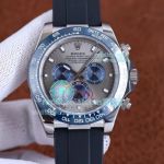 Replica Rolex Cosmagraph Daytona Rubber Watch Grey Dial Blue Ceramic Bezel